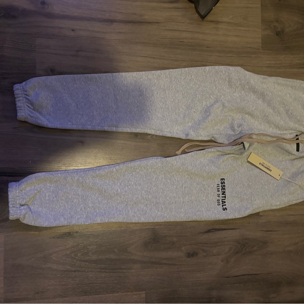 Essentials Men Light Gray Sweatpants with Logo
